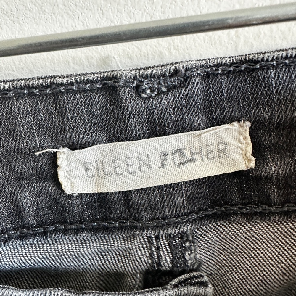 Eileen Fisher Organic Cotton Stretch Denim Slim Jean Light Grey Size 16 - Picture 7 of 9